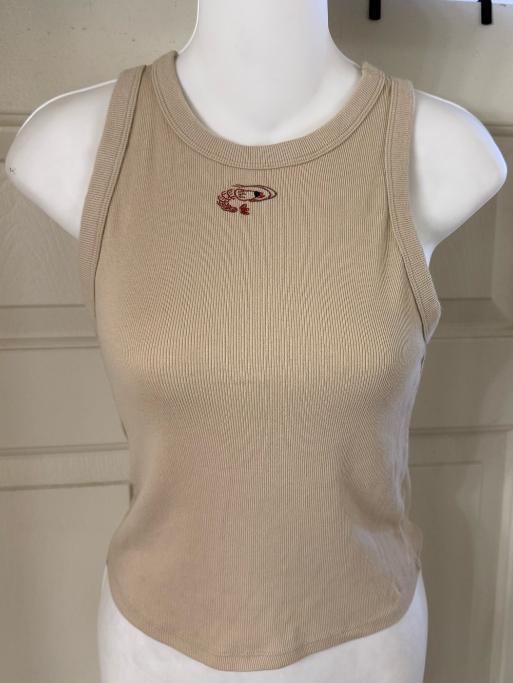 a new day Shrimp Ribbed Tank Top in Beige